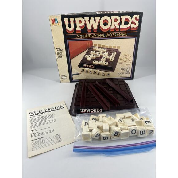Milton Bradley Upwords A 3-Dimensional Word Game 1983 Vintage In Box Directions - Picture 1 of 11